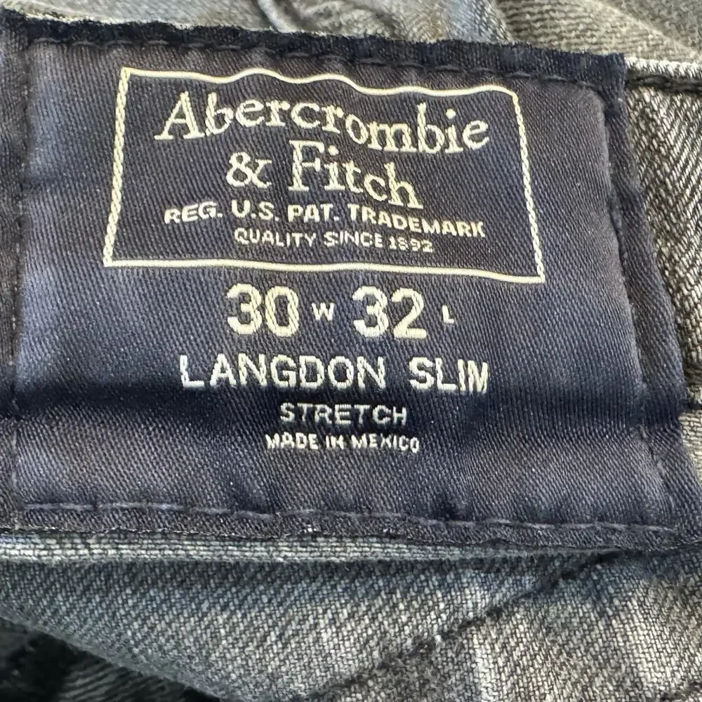 Abercrombie & Fitch Langdon Slim‎ Jeans Mens Size 30 x 32 Dark Gray Cotton Blend